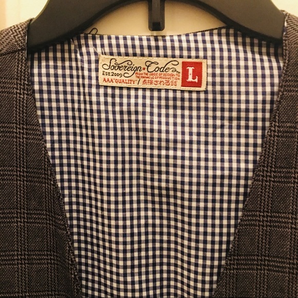 New Sovereign Code Grey Plaid/ Navy Vest - Picture 4 of 6